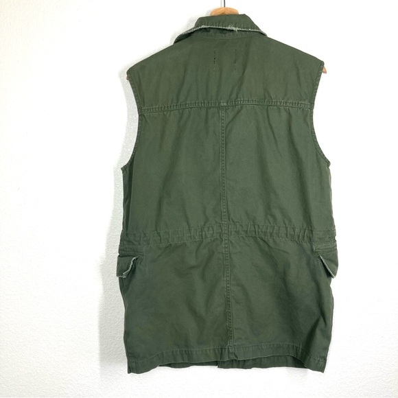 BDG Urban Outfitters Boho Vest Studded Army Green M Distressed Cotton Oversize - Picture 11 of 16